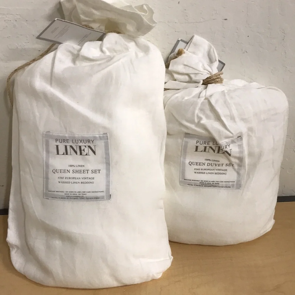 Pure Luxury Linen White Queen Sheet Set